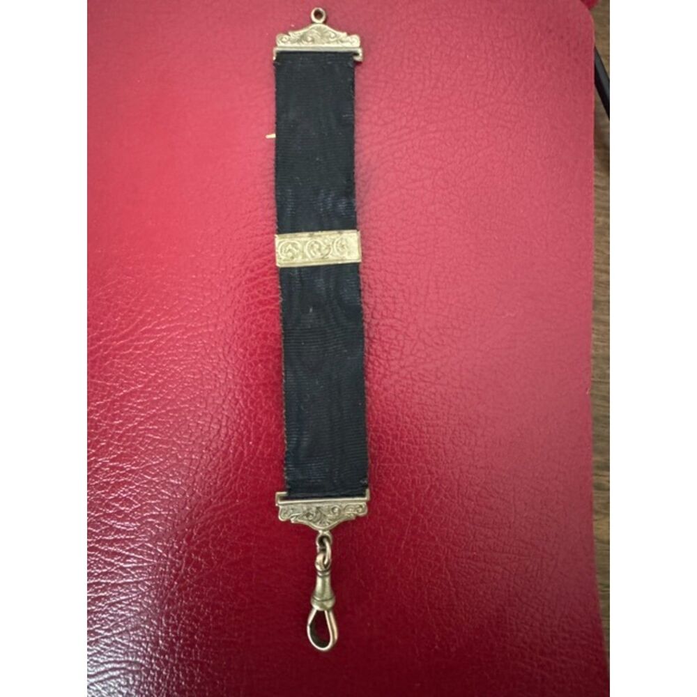 Antique Victorian Mourning gold-filled watch fob, Black.